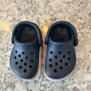 Kids/toddler navy Clog Sandals with Red-Trim Accent
